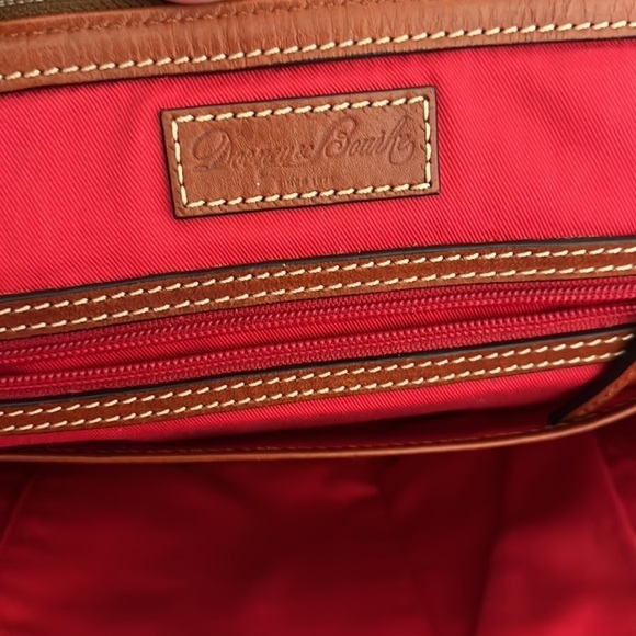 Vintage Dooney and Bourke Cranberry Plaid Leather Zip Zip Domed Satchel Handbag - Picture 7 of 12